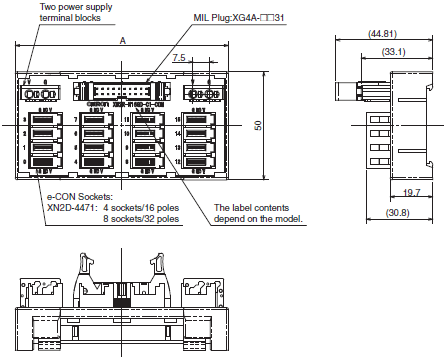 XW2R (PLCs) Dimensions 8 