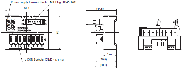 XW2R (PLCs) Dimensions 34 