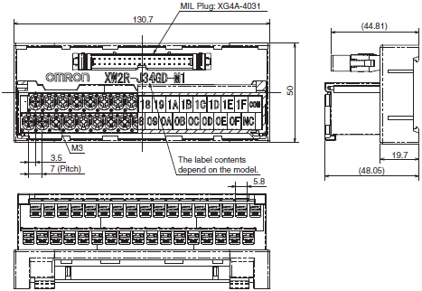 XW2R (PLCs) Dimensions 40 