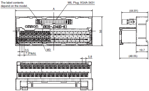 XW2R (PLCs) Dimensions 54 