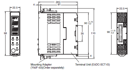 E5DC / E5DC-B Dimensions 2 
