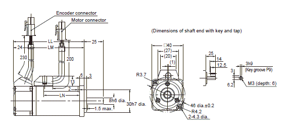 R88M-KE, R88D-KP Dimensions 11 