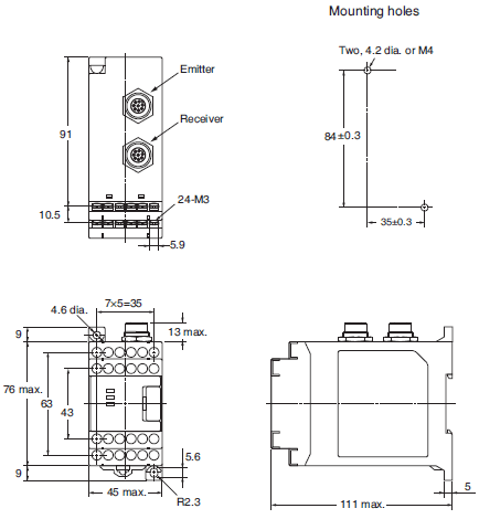 F3SP-B1P Dimensions 2 